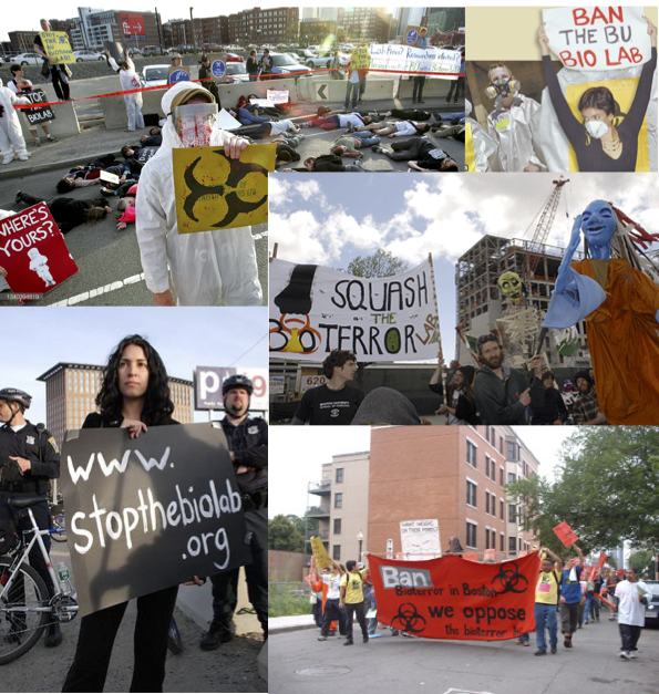 Various protests against BU bioterror lab (NEIDL) from 2005-2007.